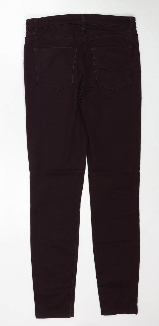 H&M Womens Red Cotton Skinny Jeans Size 12 Regular Zip