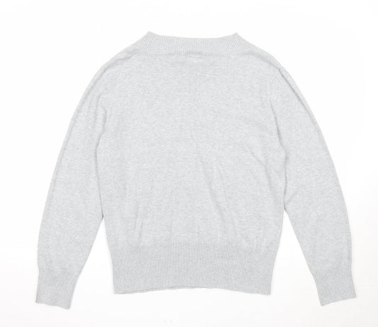 Gap Womens Grey V-Neck Cotton Pullover Jumper Size XL