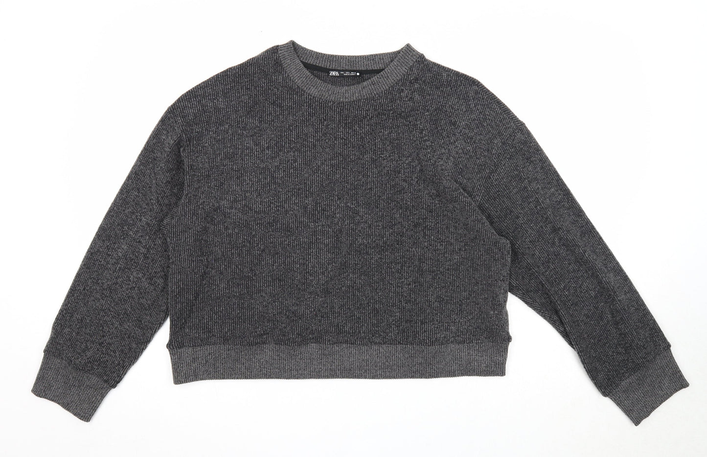 Zara Womens Grey Round Neck Polyester Pullover Jumper Size L