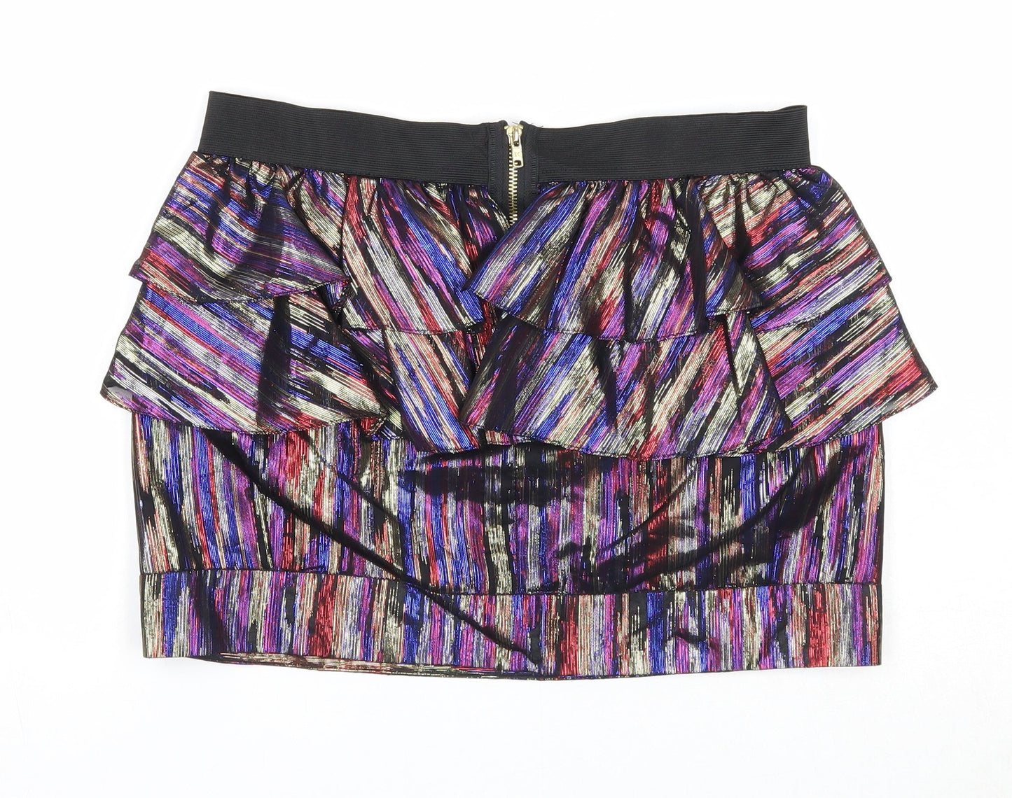 River Island Womens Multicoloured Geometric Polyester Mini Skirt Size 8 Zip