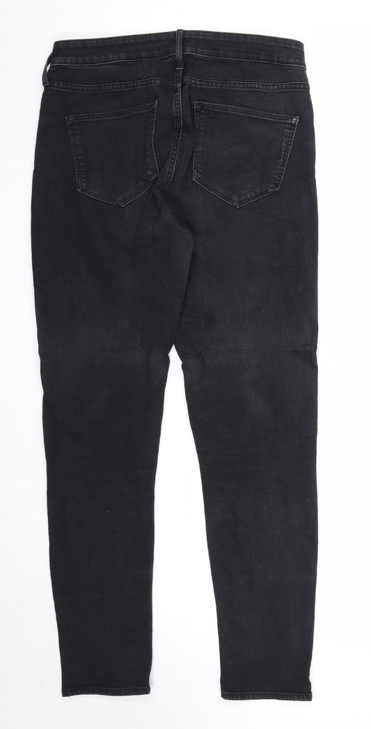 &Denim Womens Black Cotton Straight Jeans Size 31 in Regular Button