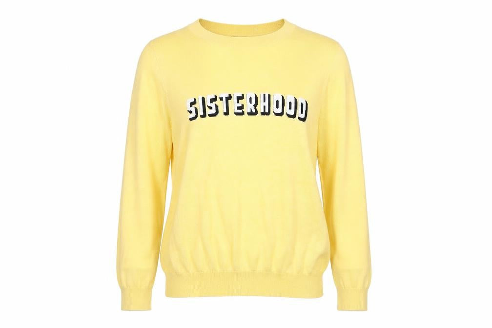 New Look Womens Yellow Round Neck Acrylic Pullover Jumper Size 10 - Sisterhood