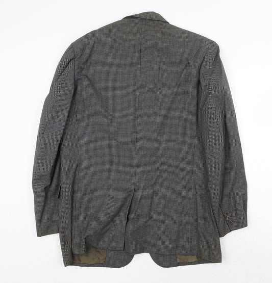 Furley Hassan Mens Grey Geometric Wool Jacket Blazer Size 44 Regular