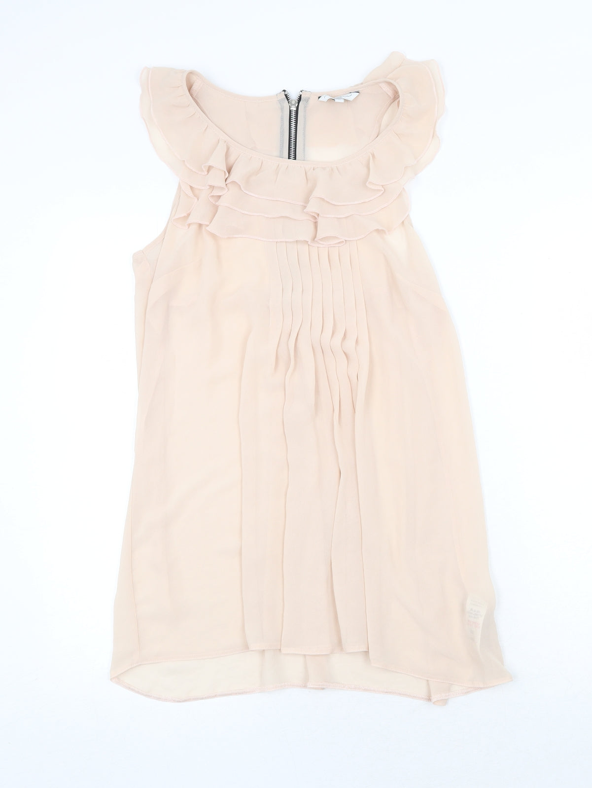 New Look Womens Beige Polyester Basic Blouse Size 12 Round Neck