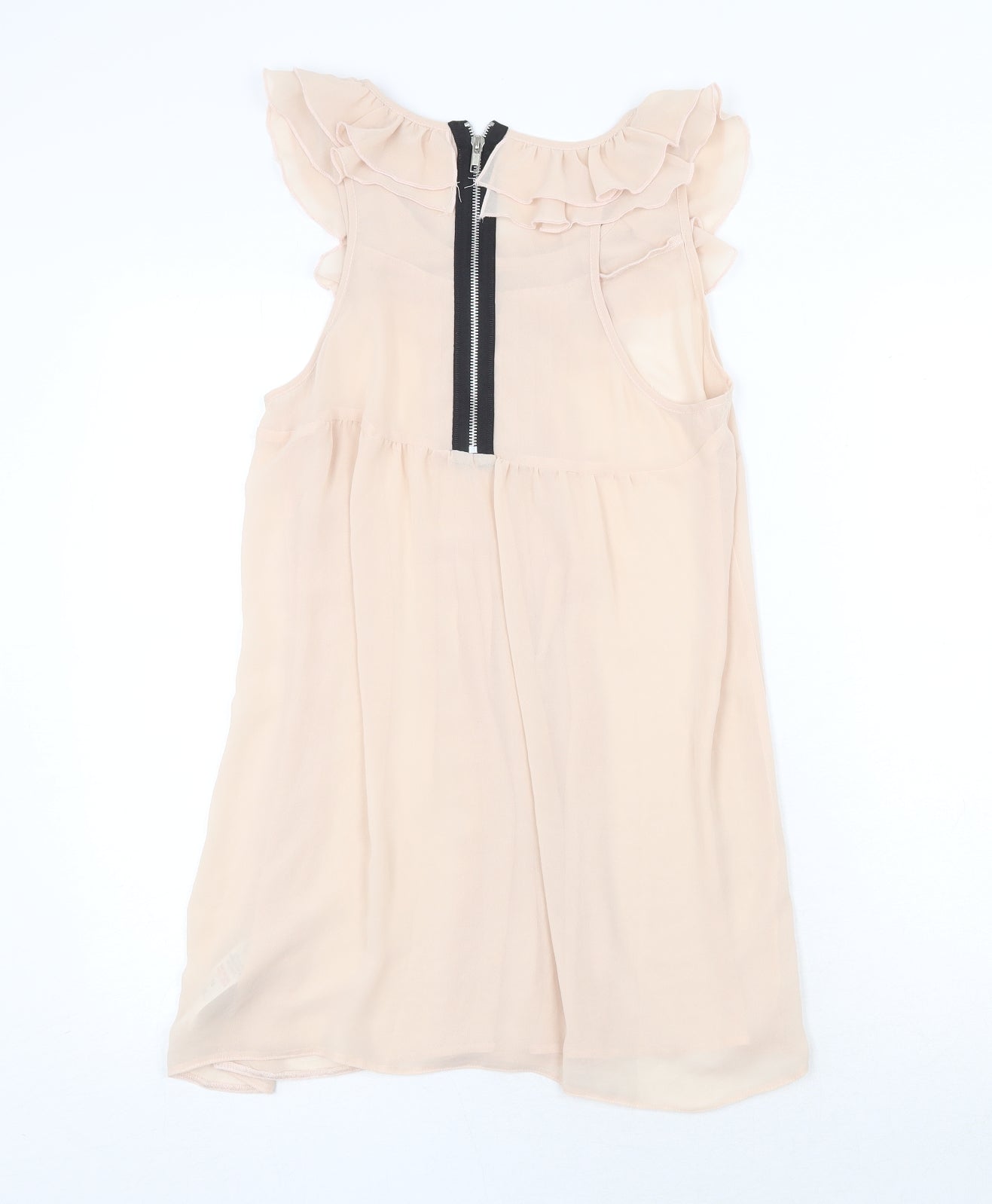 New Look Womens Beige Polyester Basic Blouse Size 12 Round Neck
