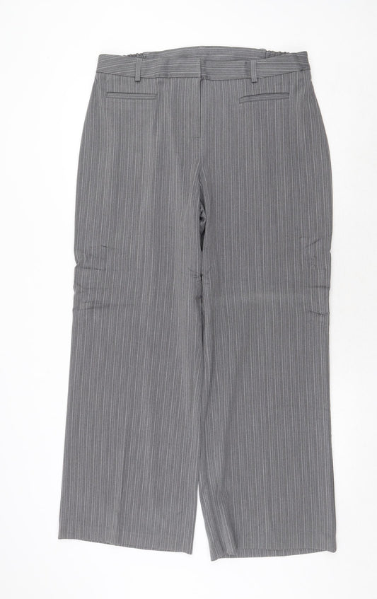 Agenda Womens Grey Striped Polyester Dress Pants Trousers Size 18 Regular Zip