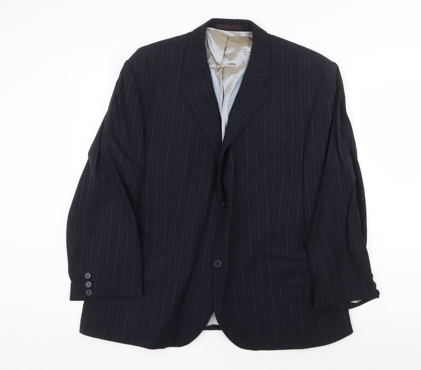 City Survival Mens Black Striped Wool Jacket Suit Jacket Size 42 Regular
