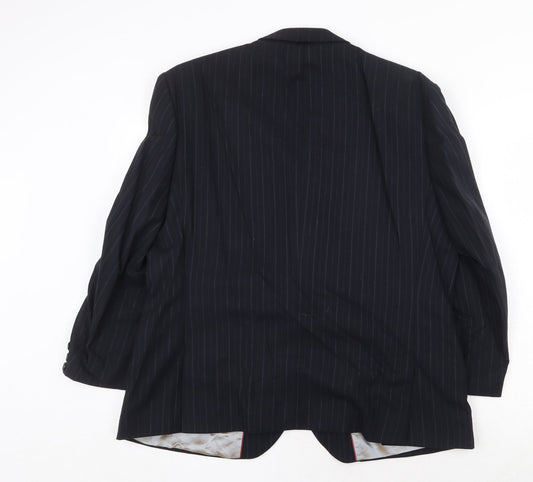 City Survival Mens Black Striped Wool Jacket Suit Jacket Size 42 Regular