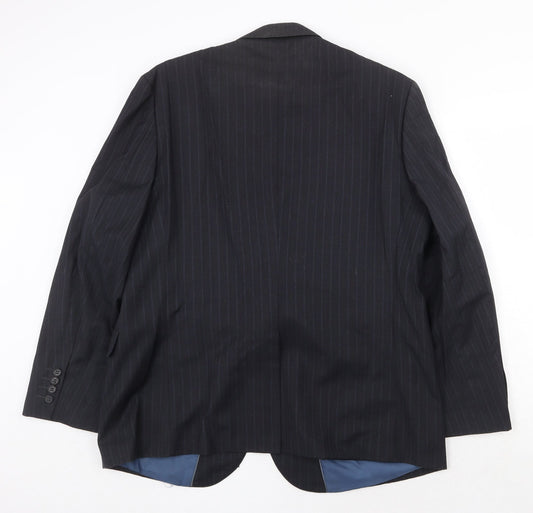 Marks and Spencer Mens Grey Striped Polyester Jacket Suit Jacket Size 44 Regular