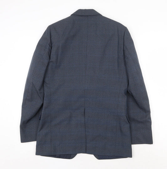 John Oliver Mens Blue Polyester Jacket Suit Jacket Size 38 Regular