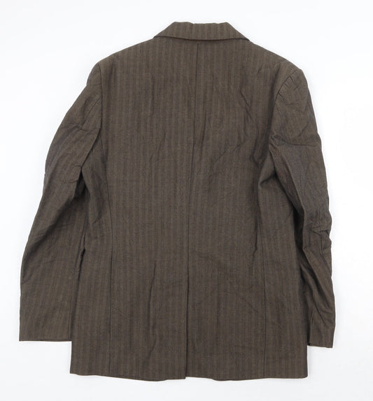 Monsoon Mens Brown Striped Cotton Jacket Suit Jacket Size 38 Regular