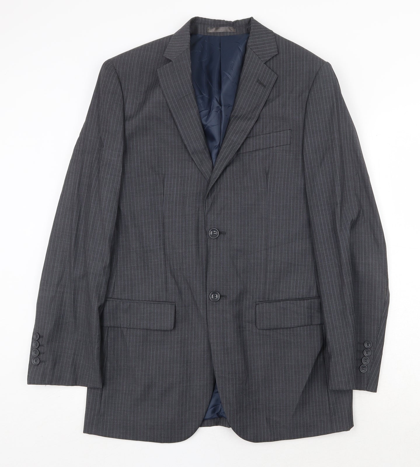 Butler & Webb Mens Grey Striped Wool Jacket Suit Jacket Size 36 Regular