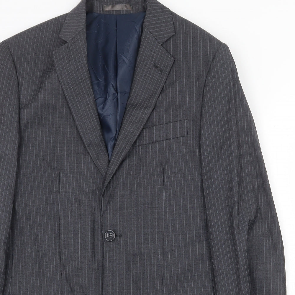 Butler & Webb Mens Grey Striped Wool Jacket Suit Jacket Size 36 Regular