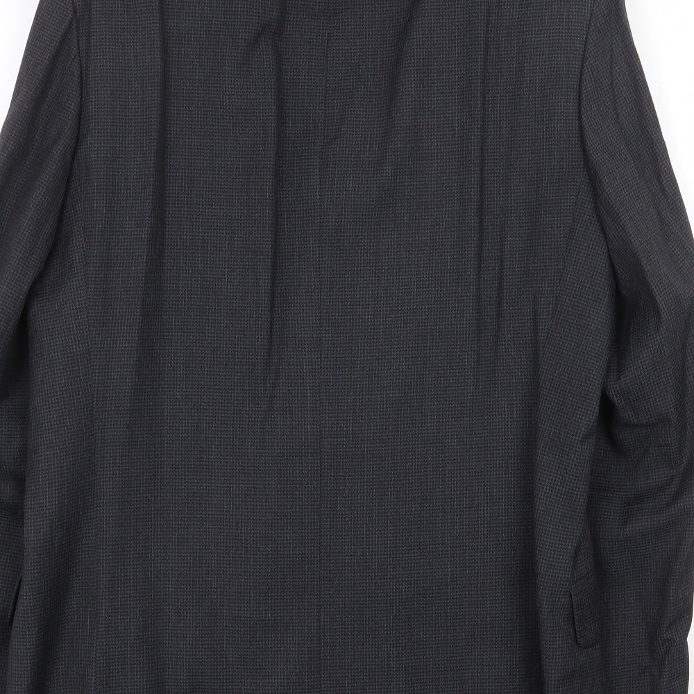 Marks and Spencer Mens Grey Geometric Polyester Jacket Suit Jacket Size 38 Regular