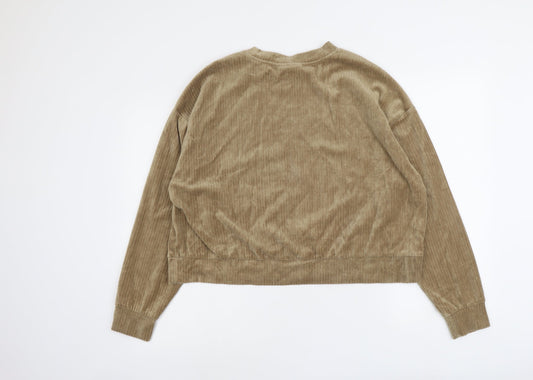Monki Womens Brown Cotton Pullover Sweatshirt Size L Pullover