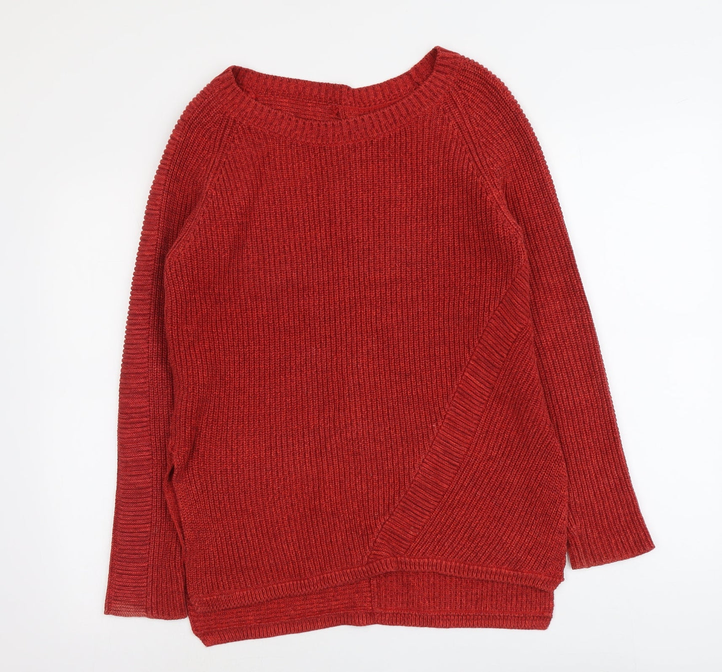 Wrap Womens Red Round Neck Cotton Pullover Jumper Size 8