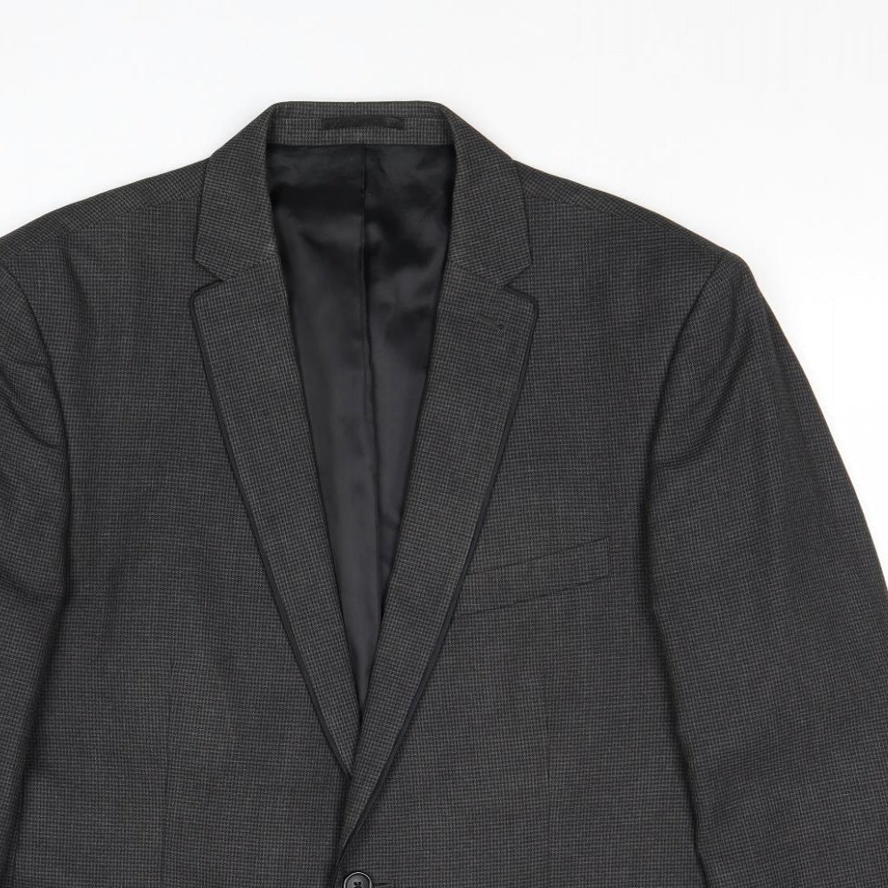 Taylor & Wright Mens Grey Geometric Polyester Jacket Suit Jacket Size 44 Regular