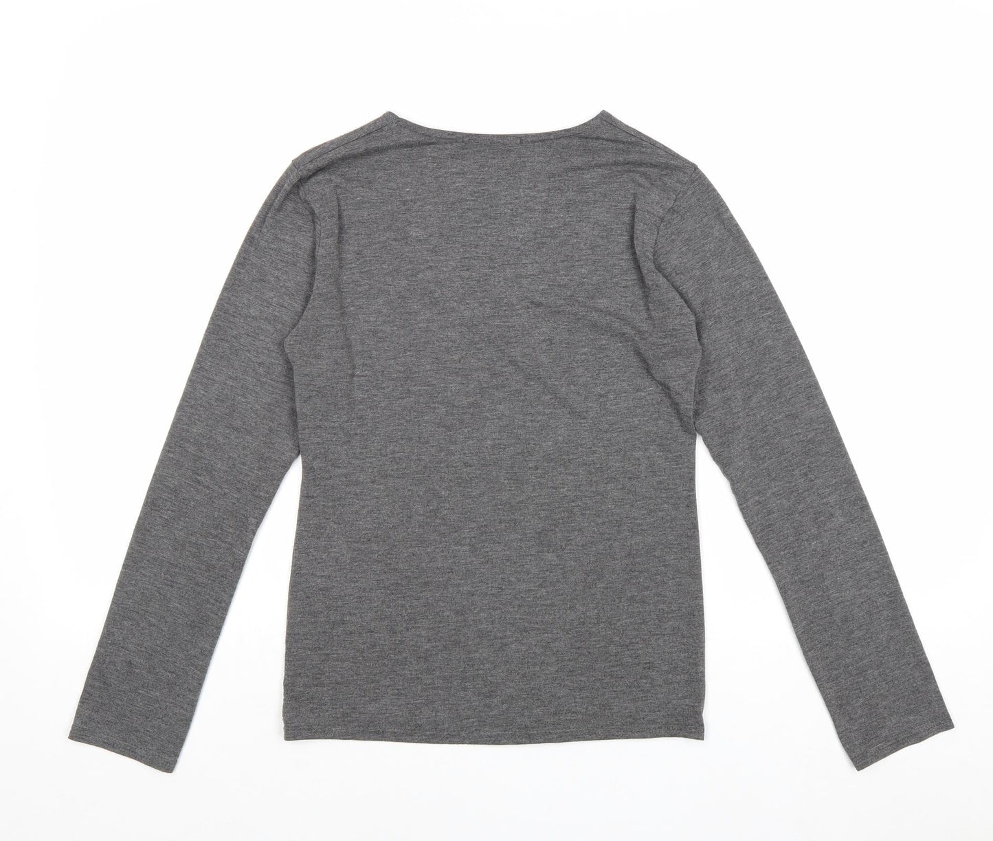 QED London Womens Grey Viscose Basic Blouse Size S Round Neck