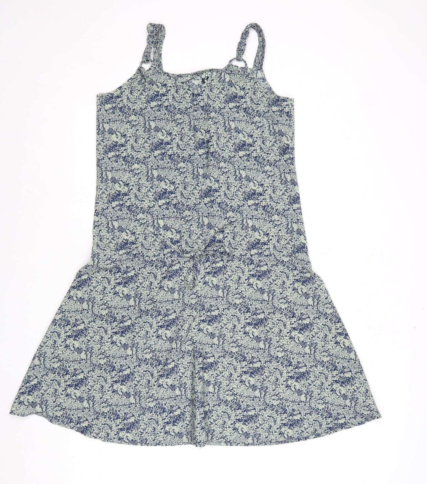 NEXT Womens Green Geometric Polyester Tank Dress Size 8 V-Neck Button