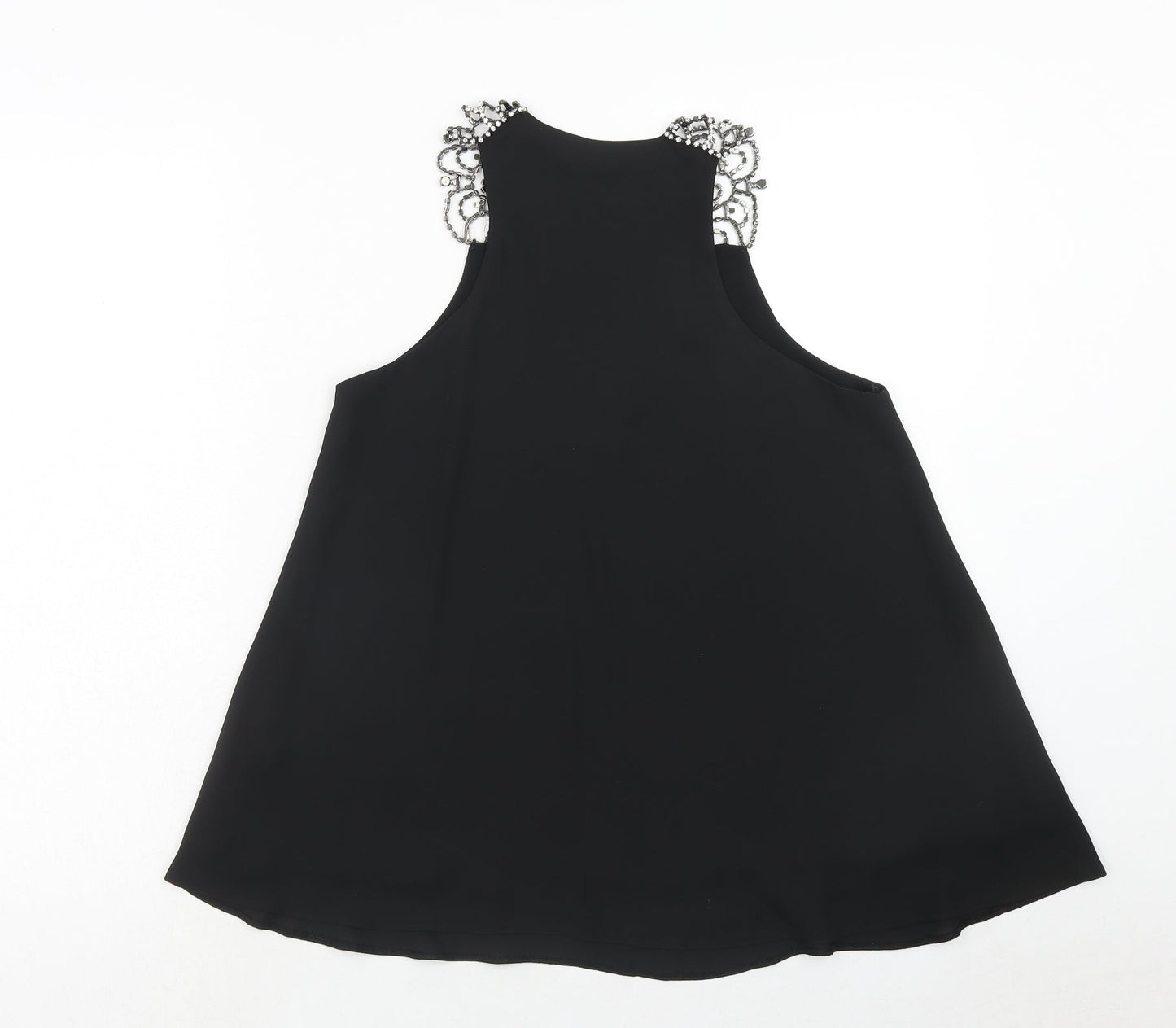 River Island Womens Black Polyester Basic Blouse Size 8 V-Neck