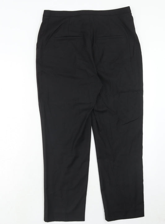 H&M Womens Black Polyester Dress Pants Trousers Size 32 in Regular Hook & Eye - Side Stripe Detail