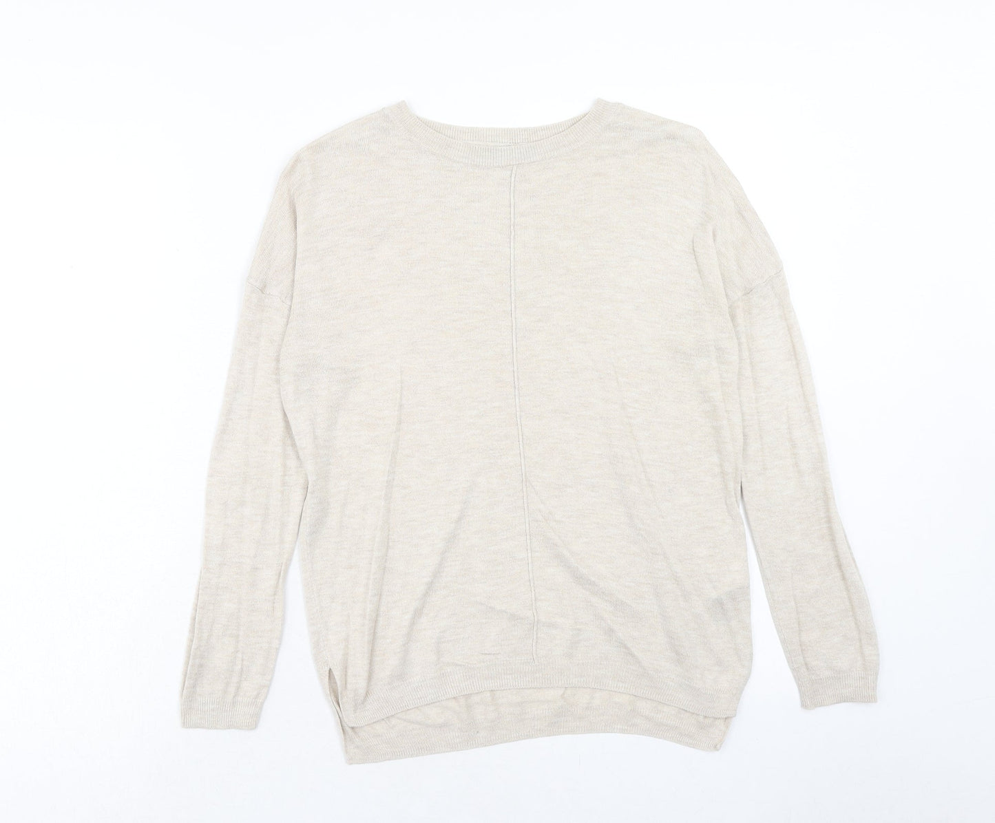 Marks and Spencer Womens Beige Round Neck Viscose Pullover Jumper Size S