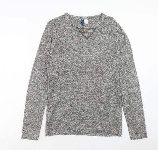 H&M Mens Grey Round Neck Cotton Pullover Jumper Size XS Long Sleeve