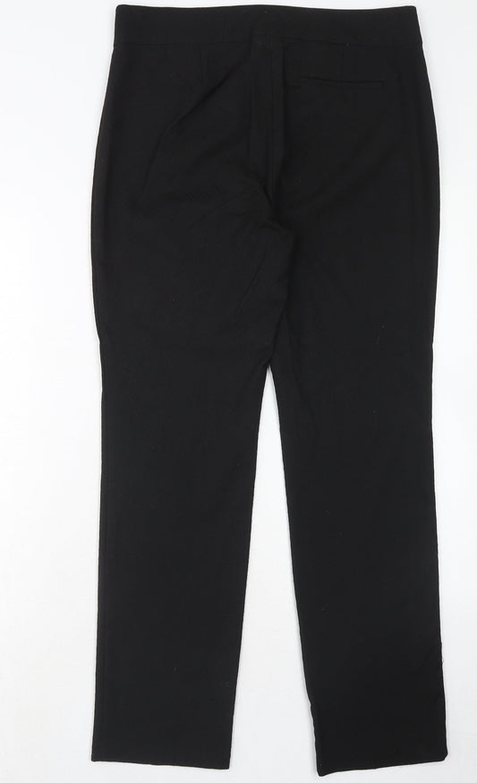 Marks and Spencer Womens Black Polyester Dress Pants Trousers Size 12 Slim Hook & Eye