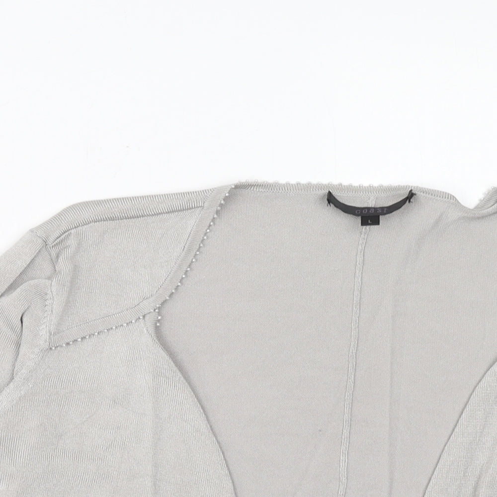 Coast Womens Grey V-Neck Viscose Cardigan Jumper Size L