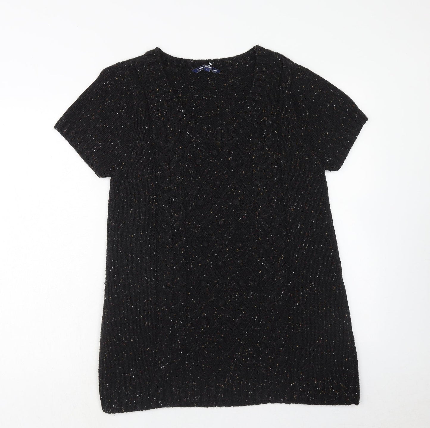 STORE TWENTY ONE Womens Black Scoop Neck Acrylic Pullover Jumper Size L