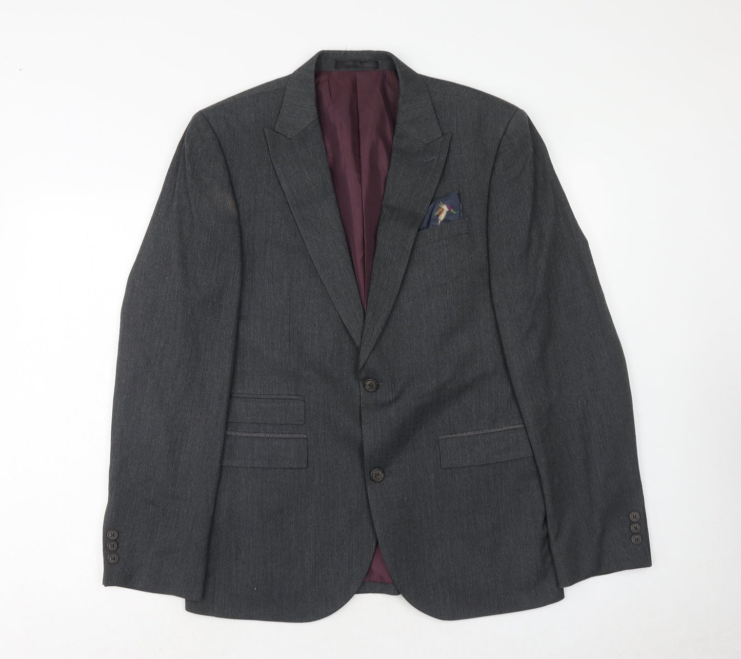 NEXT Mens Grey Polyester Jacket Suit Jacket Size 40 Regular