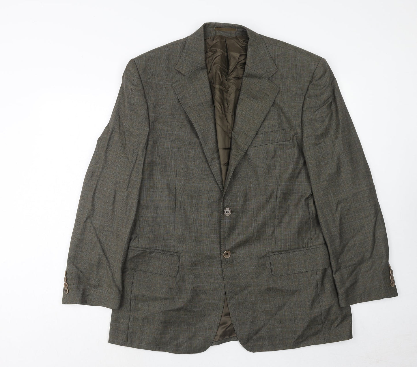 Leibel Mens Green Plaid Wool Jacket Suit Jacket Size 42 Regular