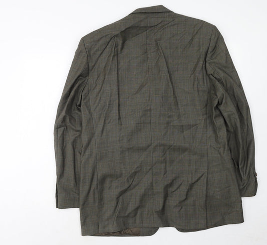 Leibel Mens Green Plaid Wool Jacket Suit Jacket Size 42 Regular