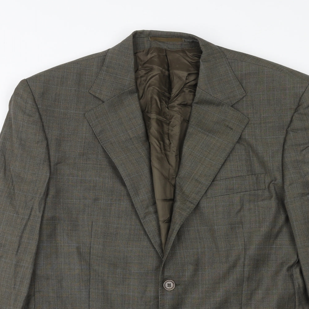 Leibel Mens Green Plaid Wool Jacket Suit Jacket Size 42 Regular