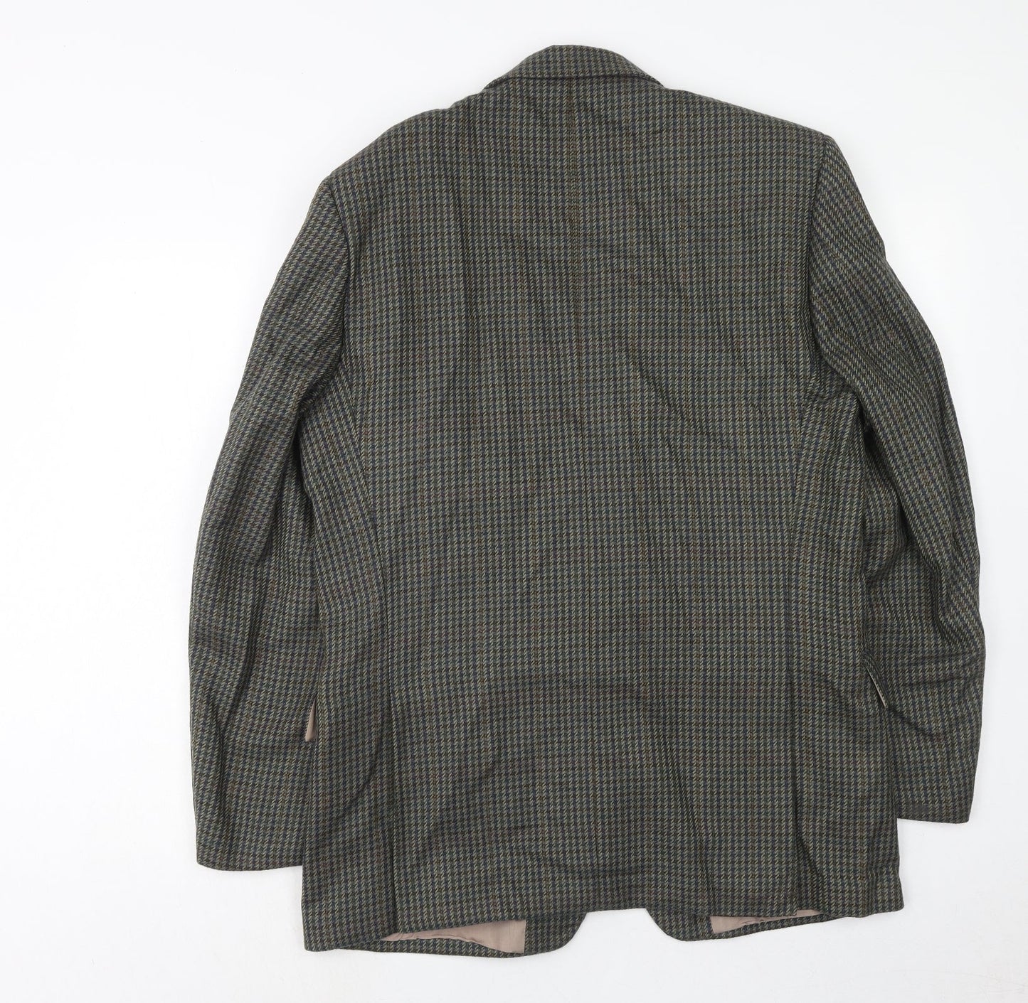 Wellington Mens Green Geometric Wool Jacket Blazer Size 40 Regular