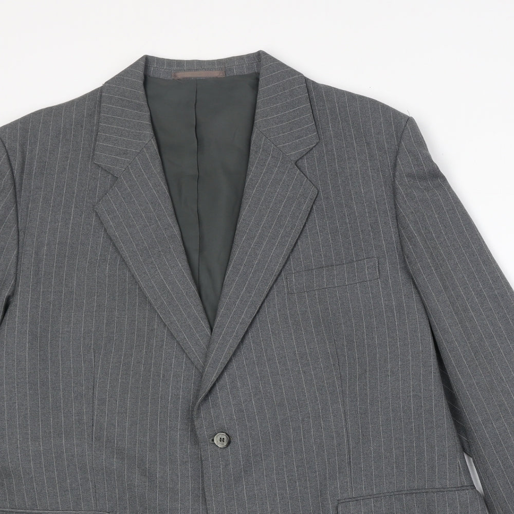 C&A Mens Grey Striped Wool Jacket Suit Jacket Size 46 Regular