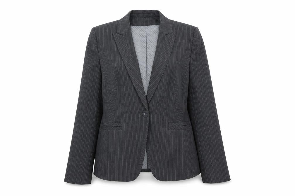 Marks and Spencer Womens Grey Striped Polyester Jacket Blazer Size 16