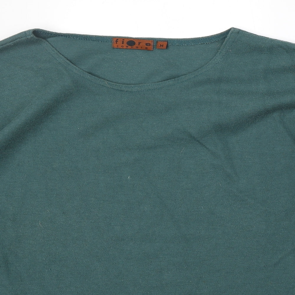 Fiore Womens Green Round Neck Polyester Pullover Jumper Size M