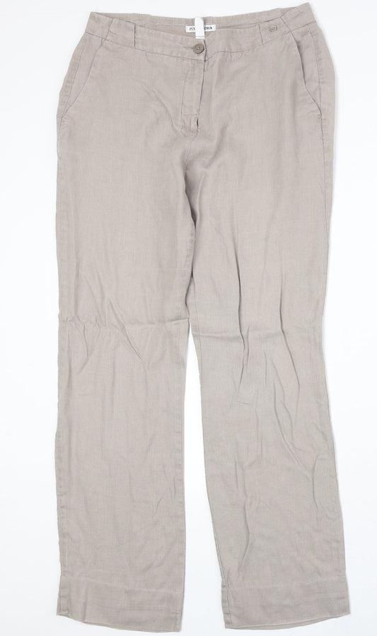 Punt Roma Womens Beige Polyester Trousers Size 12 Regular Zip