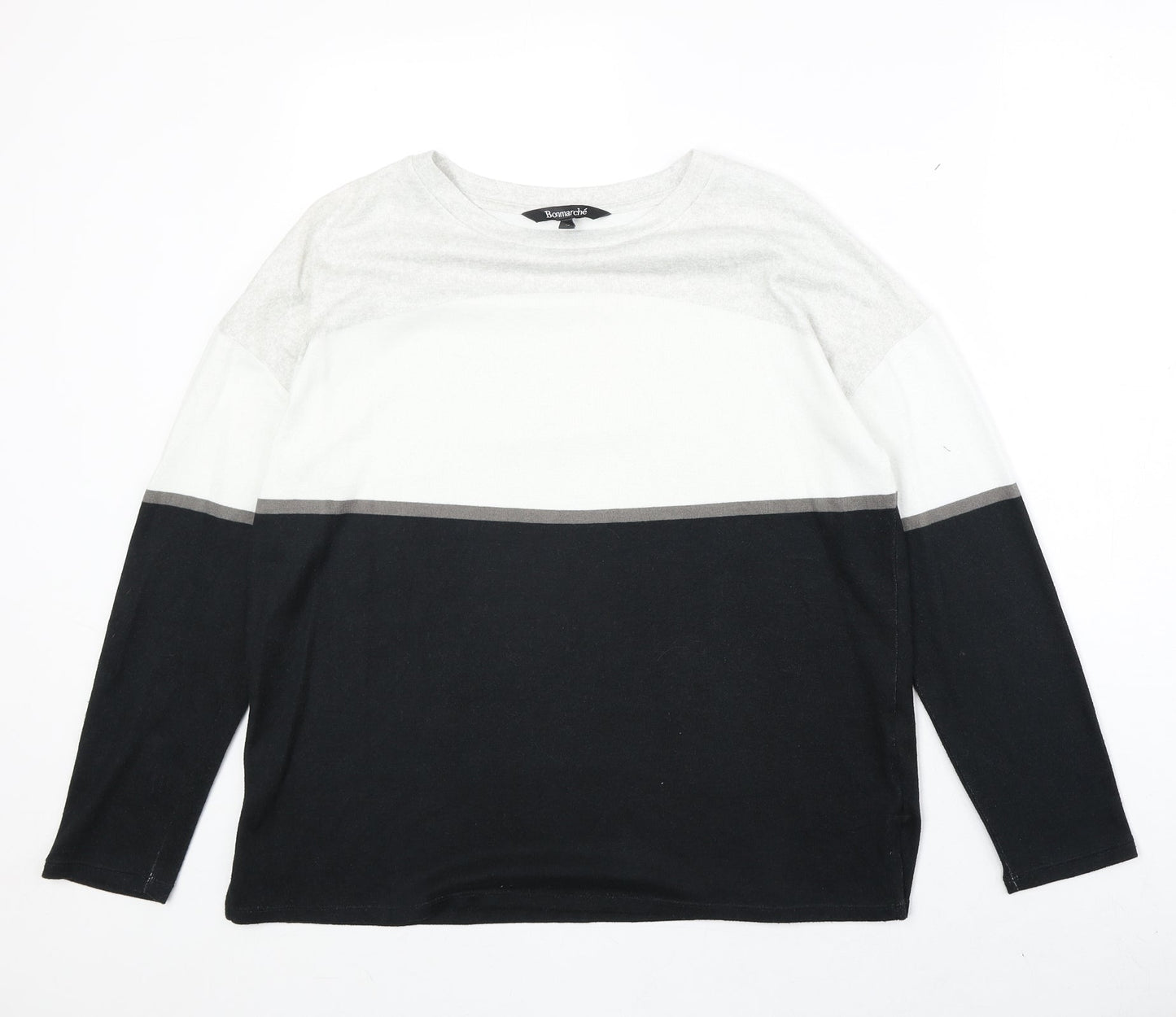Bonmarché Womens Black Round Neck Polyester Pullover Jumper Size 12