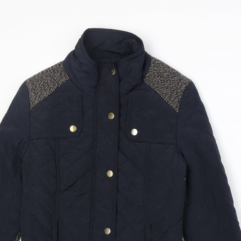 Atmosphere Womens Blue Quilted Jacket Size 6 Snap