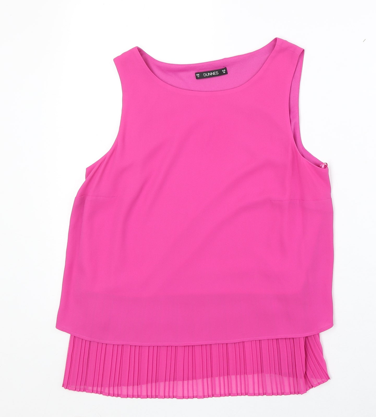 Dunnes Stores Womens Pink Polyester Basic Tank Size 10 Round Neck