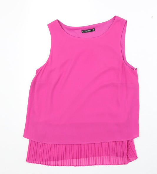 Dunnes Stores Womens Pink Polyester Basic Tank Size 10 Round Neck