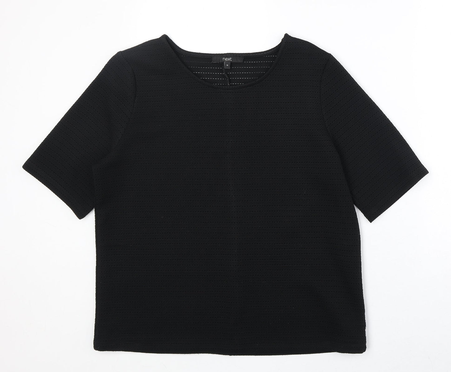 NEXT Womens Black Polyester Basic T-Shirt Size 14 Round Neck