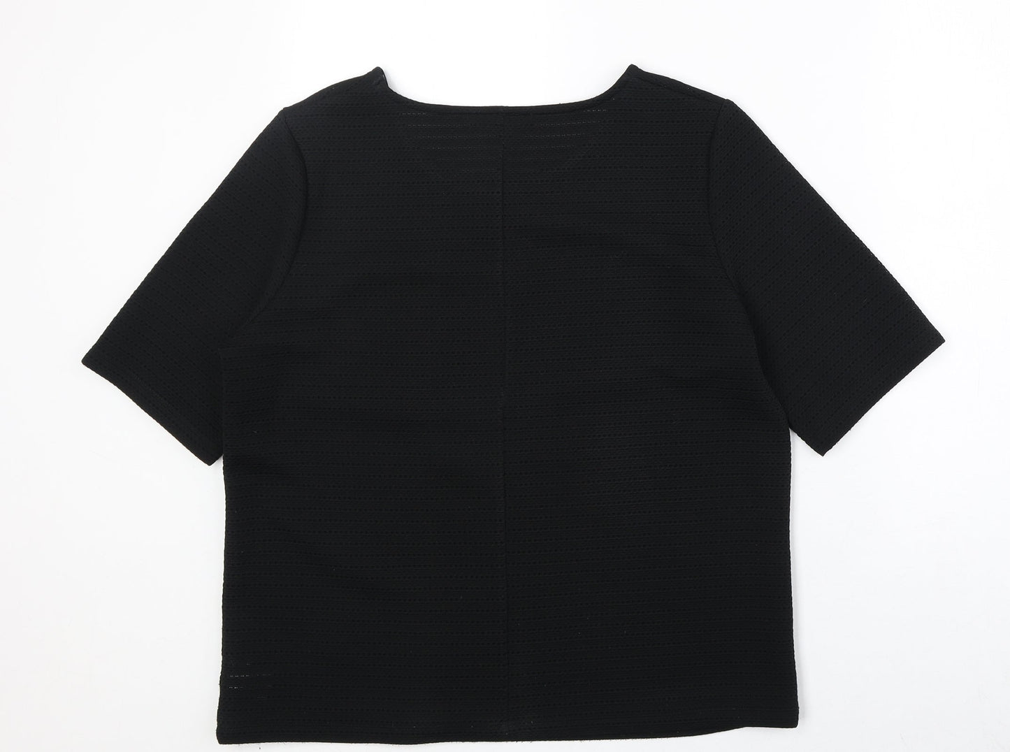 NEXT Womens Black Polyester Basic T-Shirt Size 14 Round Neck