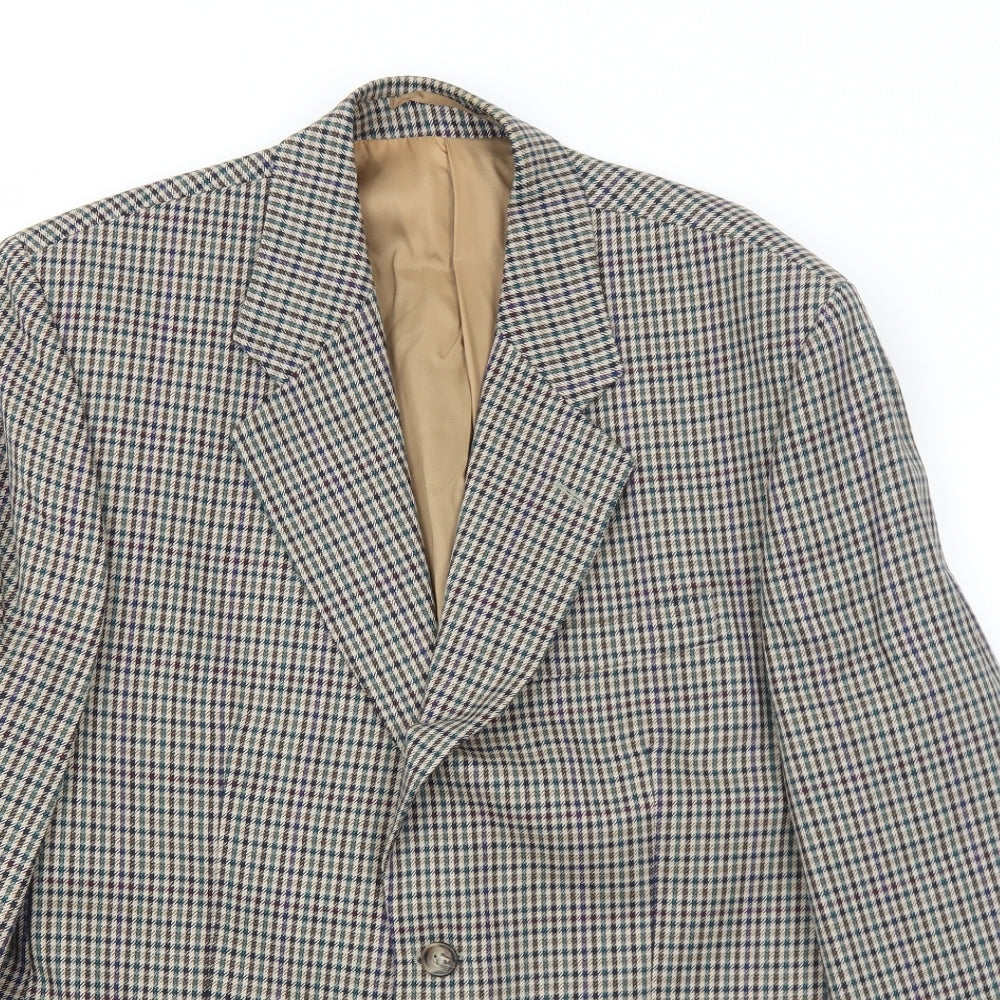 Burton Mens Multicoloured Geometric Wool Jacket Blazer Size 40 Regular