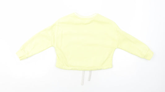 Marks and Spencer Girls Yellow Cotton Pullover Sweatshirt Size 6-7 Years Pullover