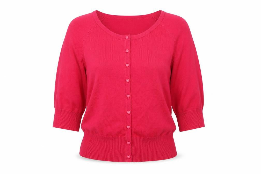 Be Beau Womens Pink Scoop Neck Cotton Cardigan Jumper Size 12