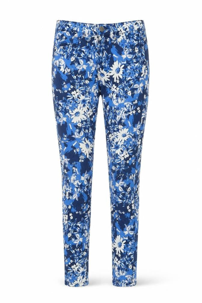 Emma C Denim Womens Blue Floral Cotton Skinny Jeans Size 4 Regular Zip