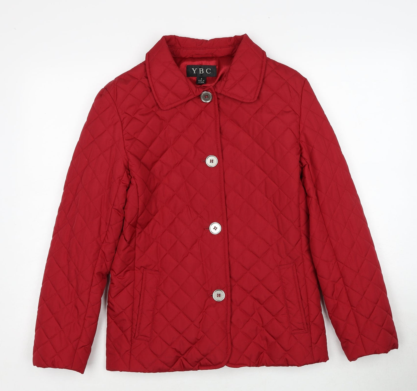 YBC Womens Red Quilted Jacket Size S Zip